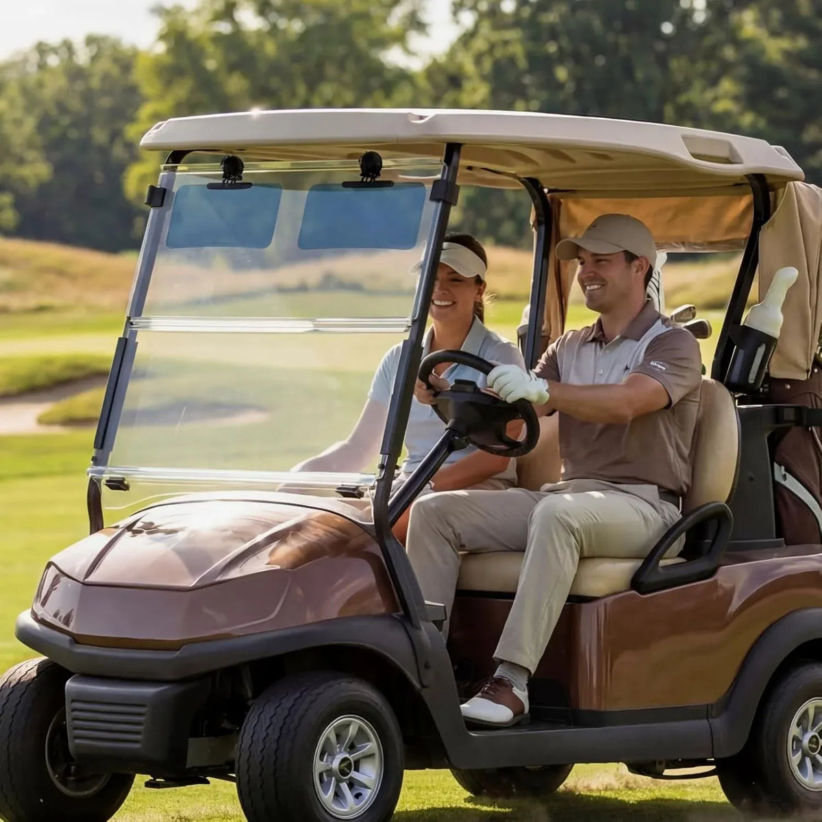 Golf Cart Sun Visor Set of 2, Anti Glare Acrylic Tinted Shield with UV Protection, Compatible with Roof Crossbars, Gray