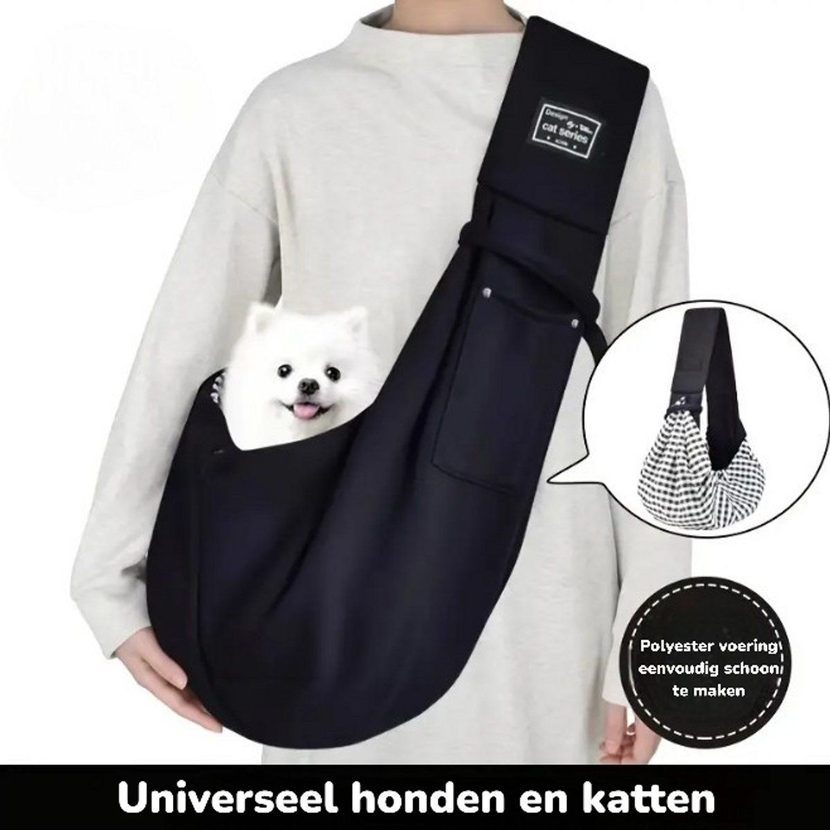 Dog Carrier, Dog Carrying Bag, Dog Sling, Dog Bag, Cat Travel Bag, Cat Front Carrier, Pet Carrier Bag, Black, for Cats, Dogs and Small Pets