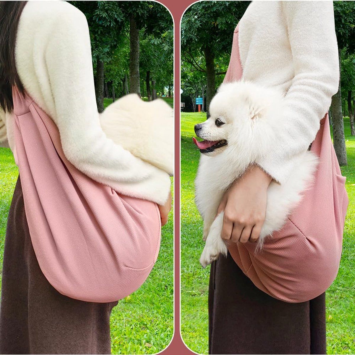 Dog Carrier Bag, free travel safety bag, for small puppies and kittens, for outdoor adventures and traveling by subway, Pink