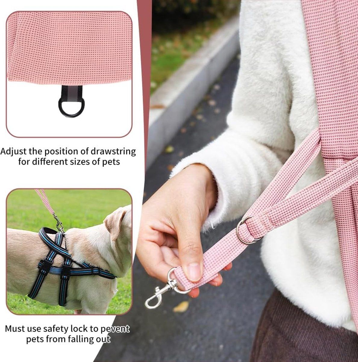 Dog Carrier Bag, free travel safety bag, for small puppies and kittens, for outdoor adventures and traveling by subway, Pink