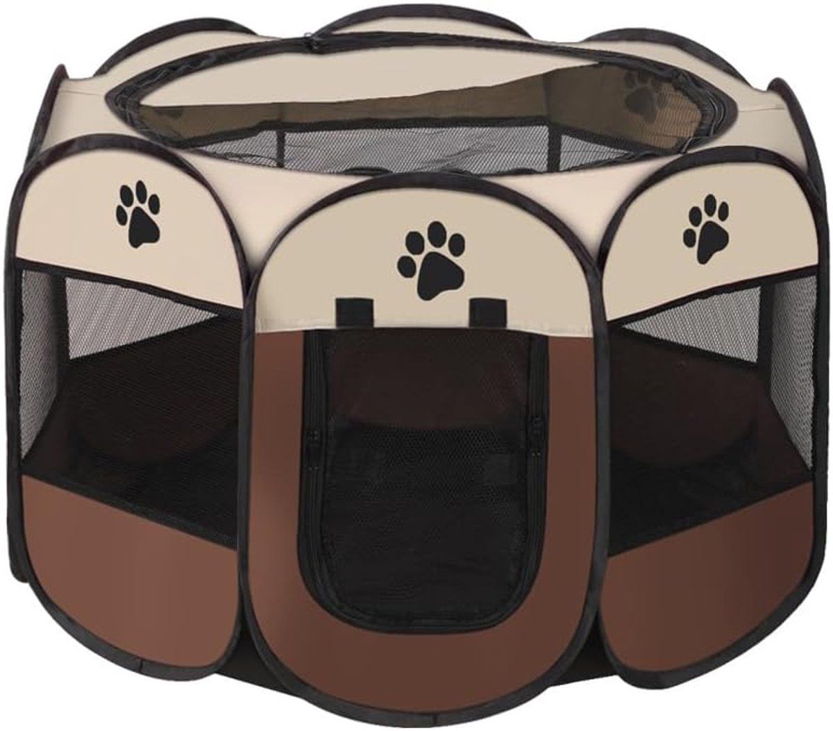 Cat House, Portable Dog Fence, Outdoor Run for Cats, Playpen for Adult Kittens, Waterproof Dog House, Dog Camping Cage Coffee, 73 x 73 x 43 cm