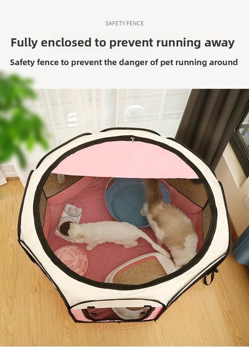 Cat House, Portable Dog Fence, Outdoor Run for Cats, Playpen for Adult Kittens, Waterproof Dog House, Dog Camping Cage Coffee, 73 x 73 x 43 cm