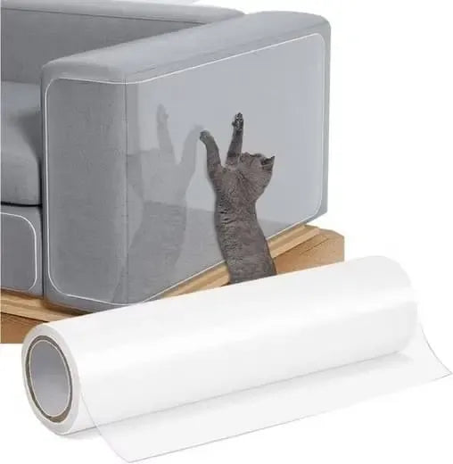 Clear Self-Adhesive Cat Scratch Protector Film, Cut-to-Size Furniture Guard for Sofas, Doors and Chairs, 45 x 300 cm