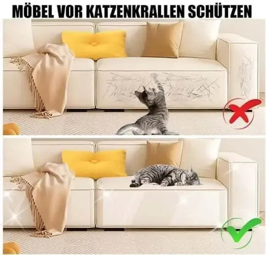 Clear Self-Adhesive Cat Scratch Protector Film, Cut-to-Size Sofa and Furniture Guard for Smooth Surfaces, 30 x 300 cm