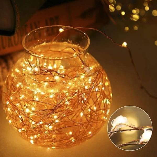 2 Pack, 10 m 200 LED USB-powered String Lights, IP67 Waterproof Indoor Outdoor Lights for Christmas, Wedding, Patio and Lawn