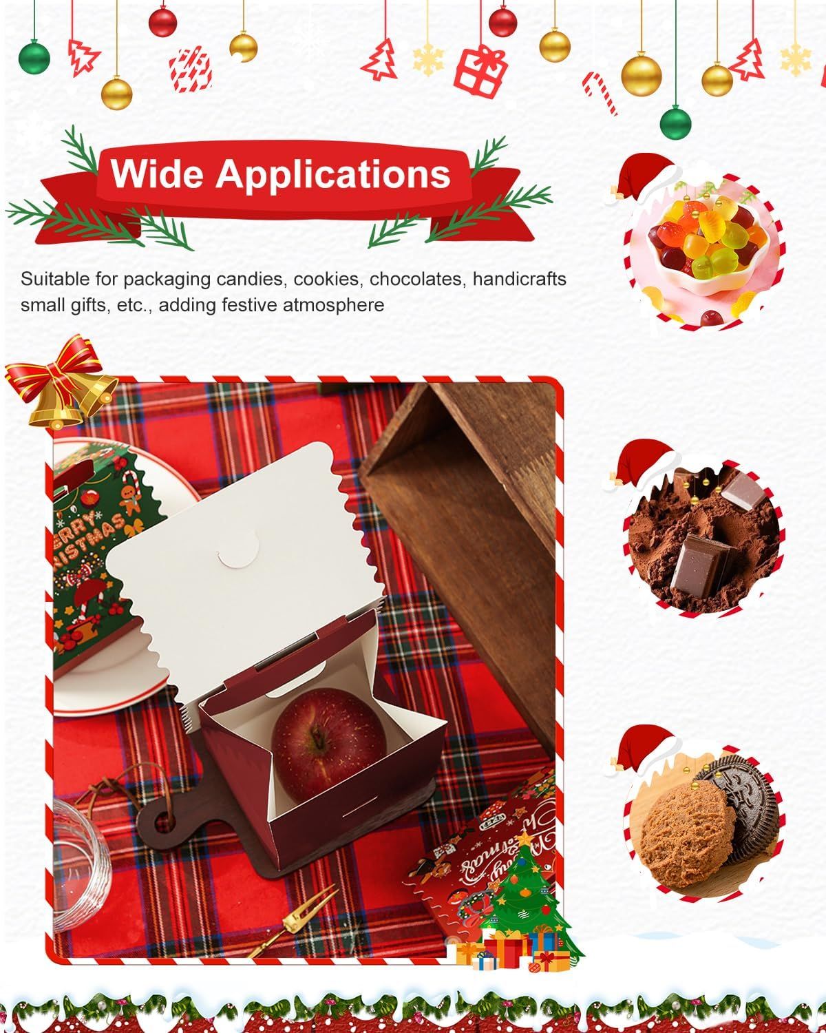 20 Pack Christmas Gift Boxes, Festive Apple and Candy Treat Boxes for Christmas Eve, Party Favors, Holiday Wrapping and Small Gifts