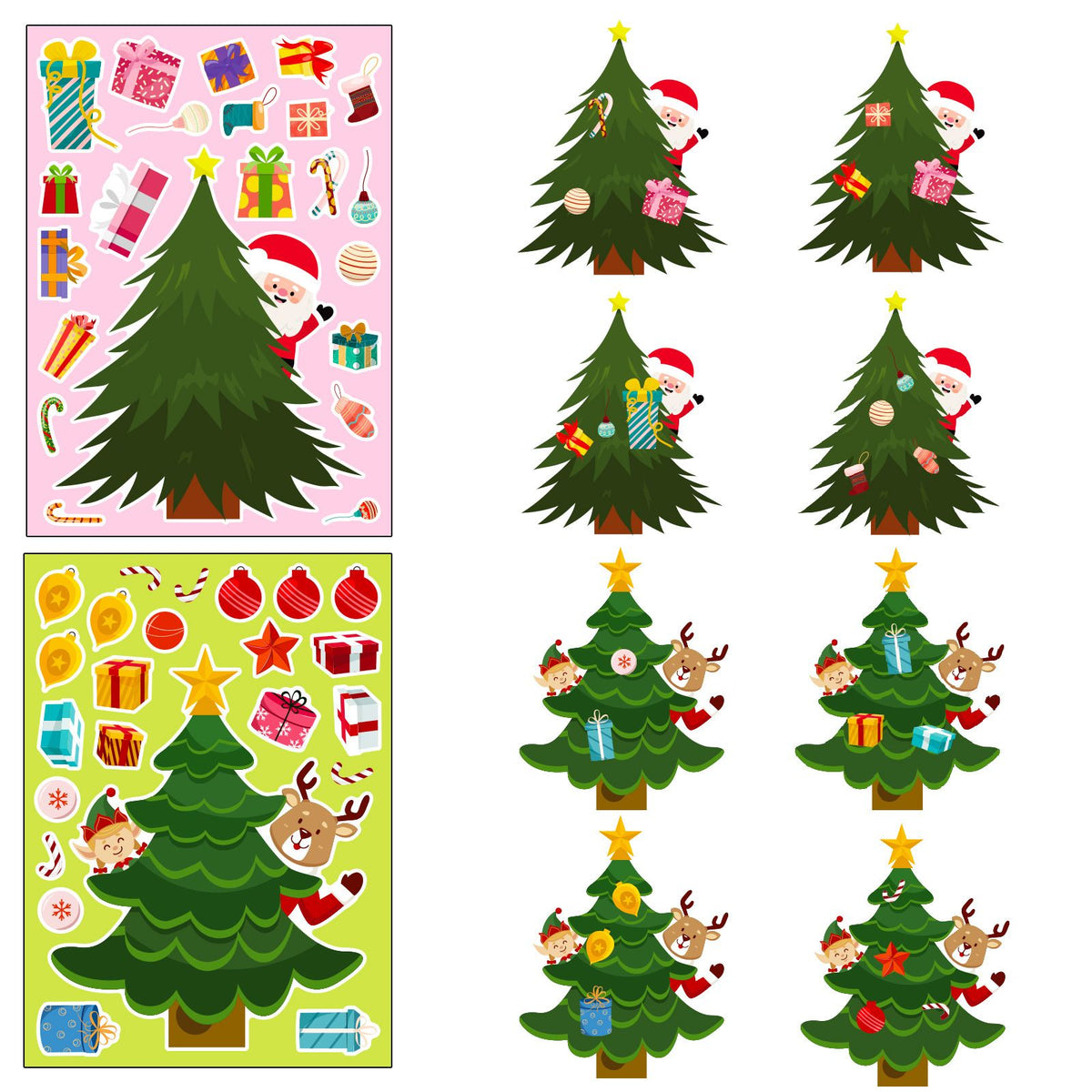 18 Piece Christmas Craft Sticker Set, DIY Holiday Decoration Stickers for Party Favors, Classroom Activities, Cards and Gift Crafts