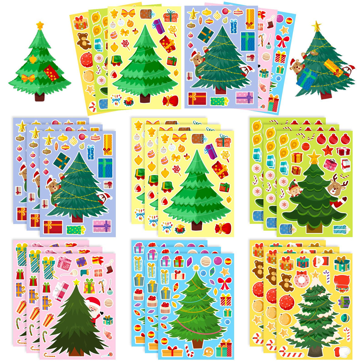 18 Piece Christmas Craft Sticker Set, DIY Holiday Decoration Stickers for Party Favors, Classroom Activities, Cards and Gift Crafts