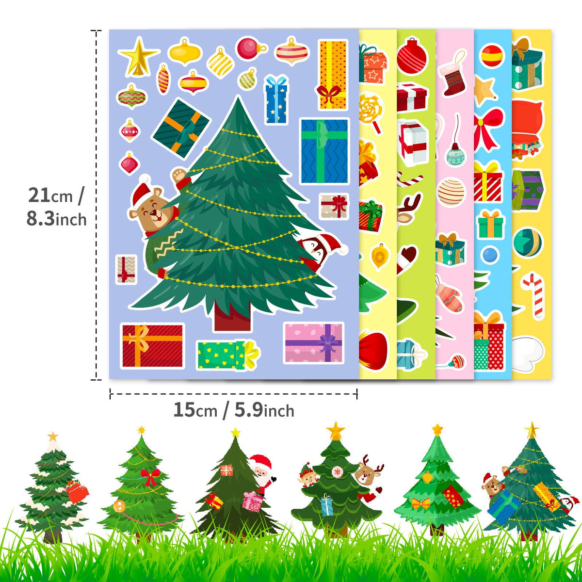 18 Piece Christmas Craft Sticker Set, DIY Holiday Decoration Stickers for Party Favors, Classroom Activities, Cards and Gift Crafts
