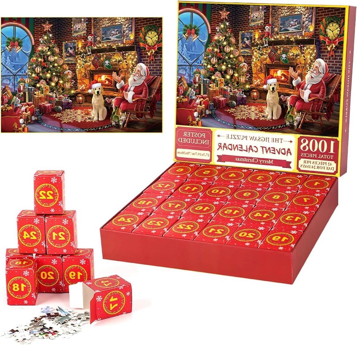 Jigsaw puzzle 70 x 50 cm, Advent calendar 2026 with 24 boxes, Christmas calendar countdown gifts, Adults and children, Boys girls women men