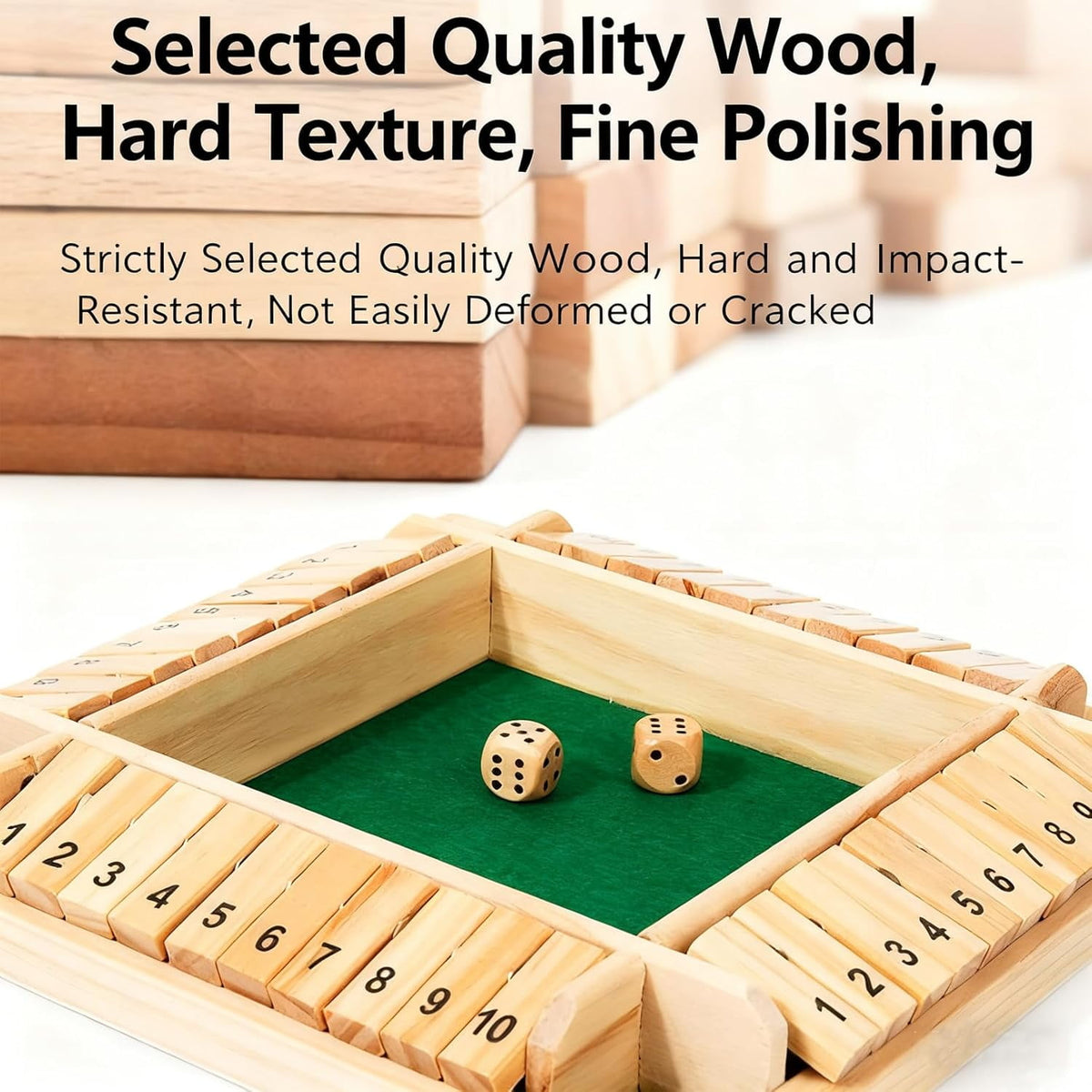 Shut The Box-Wooden Dice Board Game, Funny Family Shut The Box Game 2-4 Player, Board Games Gift for Family and Friends, Educational Table Math Games for Holiday, Party and Classroom(#B) #d
