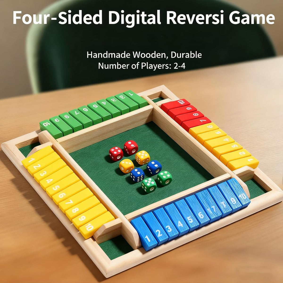 Shut The Box-Wooden Dice Board Game, Funny Family Shut The Box Game 2-4 Player, Board Games Gift for Family and Friends, Educational Table Math Games for Holiday, Party and Classroom(#B) #d