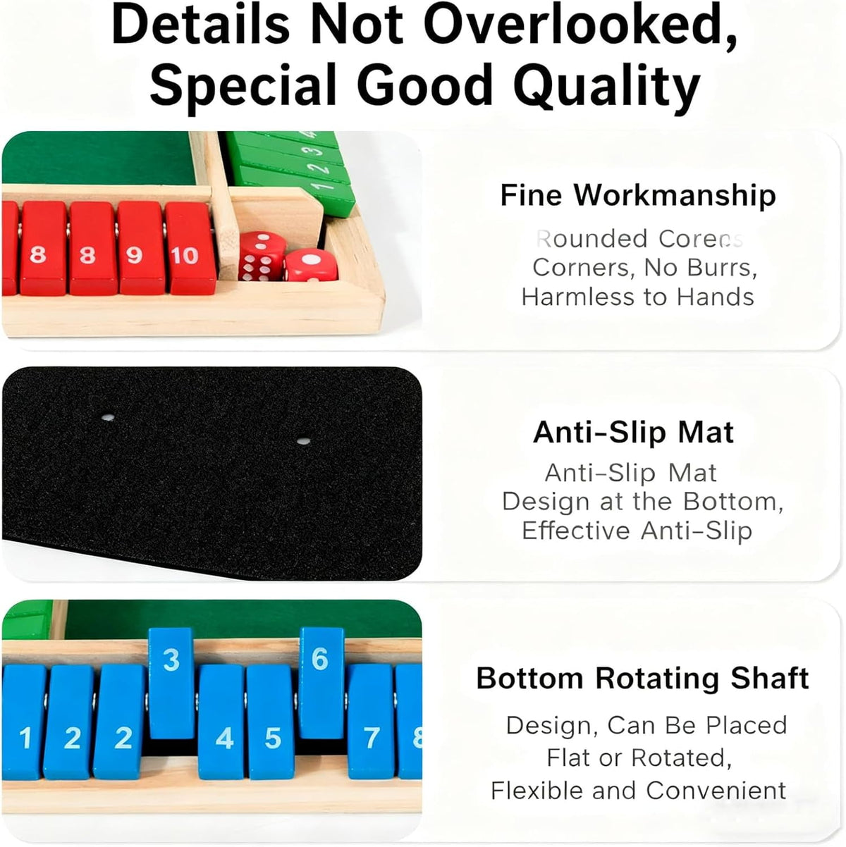 Shut The Box-Wooden Dice Board Game, Funny Family Shut The Box Game 2-4 Player, Board Games Gift for Family and Friends, Educational Table Math Games for Holiday, Party and Classroom(#B) #d
