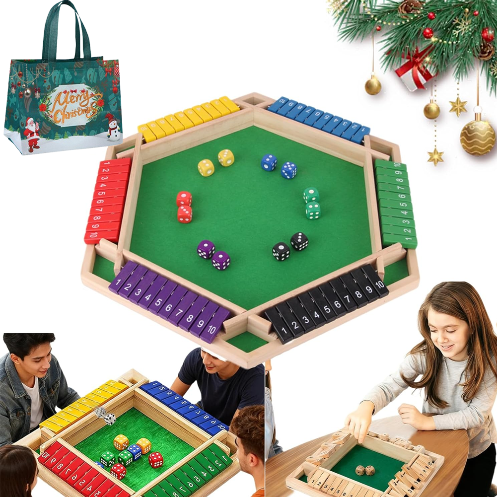 Shut The Box-Wooden Dice Board Game, Funny Family Shut The Box Game 2-4 Player, Board Games Gift for Family and Friends, Educational Table Math Games for Holiday, Party and Classroom(#B) 6playerf