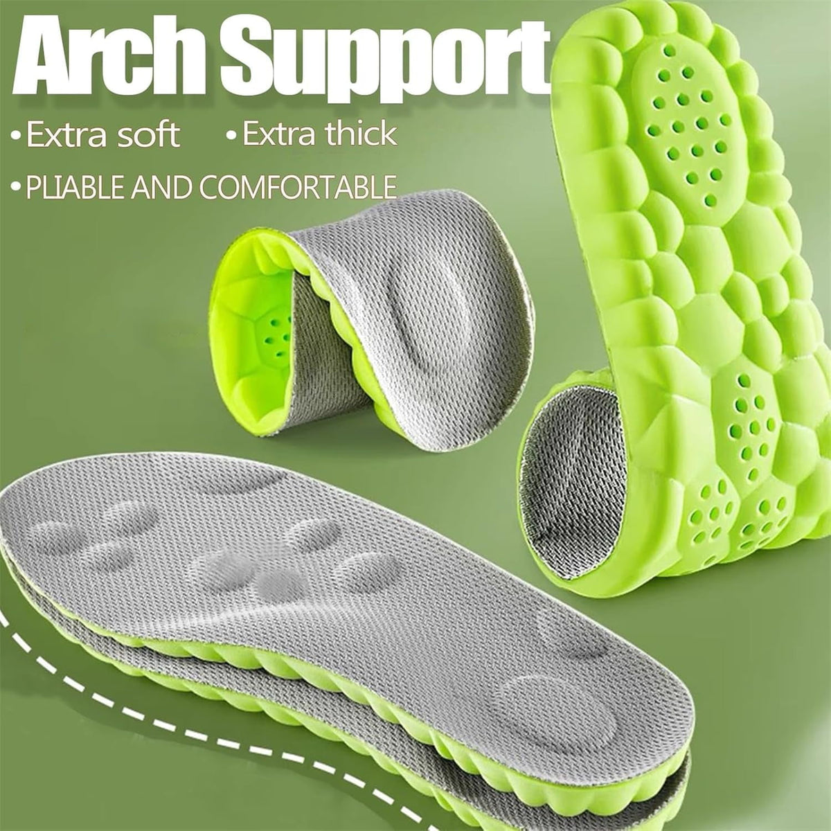 2026 New Steppers Insoles for Men & Women, 4d Memory Foam Cloud with Insole for Foot & Joint Support All-Day Comfort Insoles (10.5,Orange) Black