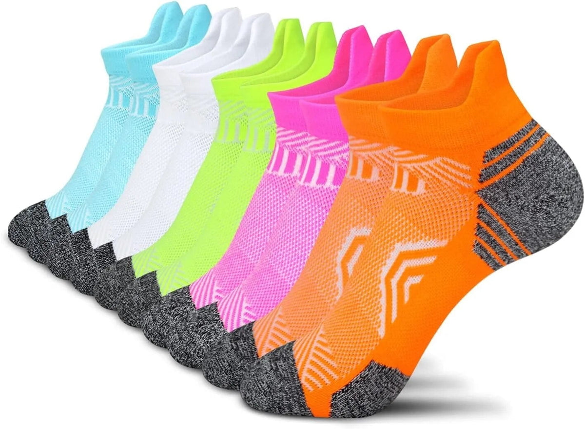 5 Pairs Athletic Ankle Womens Socks Running Compression Socks for Women Cozy Low Cut Performance Soft Tab Socks Mix Color 2