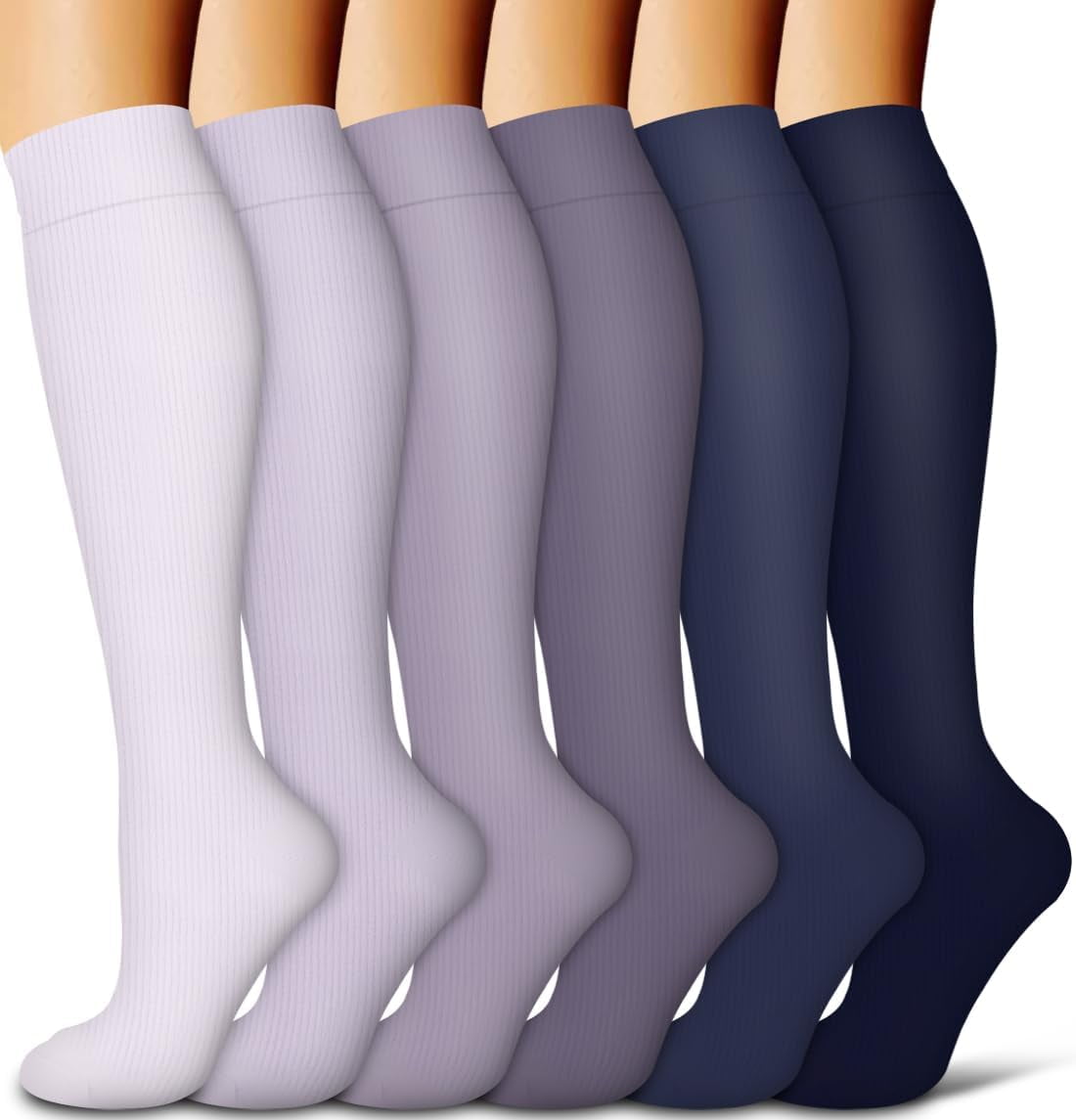 6Pairs Compression Socks for Women and Men - Best for Circulation, Running, Athletic, Recover, Nurse, Travel S/M 24 Purple Series