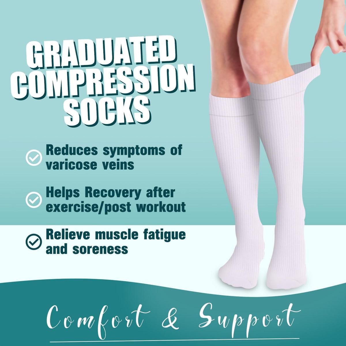 6Pairs Compression Socks for Women and Men - Best for Circulation, Running, Athletic, Recover, Nurse, Travel S/M 24 Purple Series