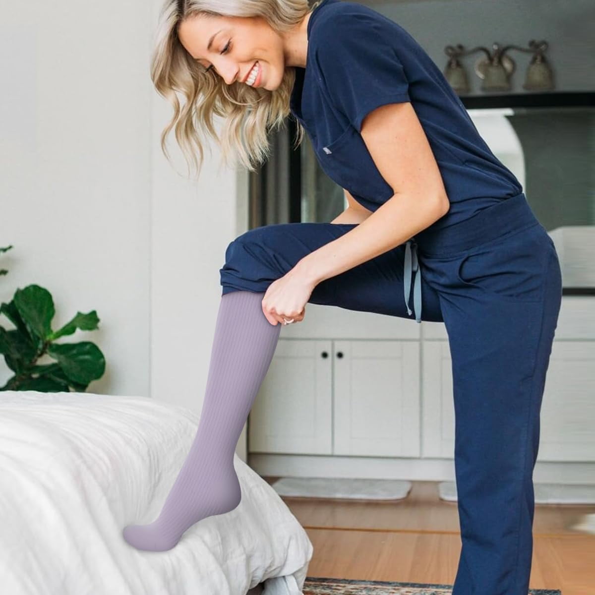 6Pairs Compression Socks for Women and Men - Best for Circulation, Running, Athletic, Recover, Nurse, Travel S/M 24 Purple Series