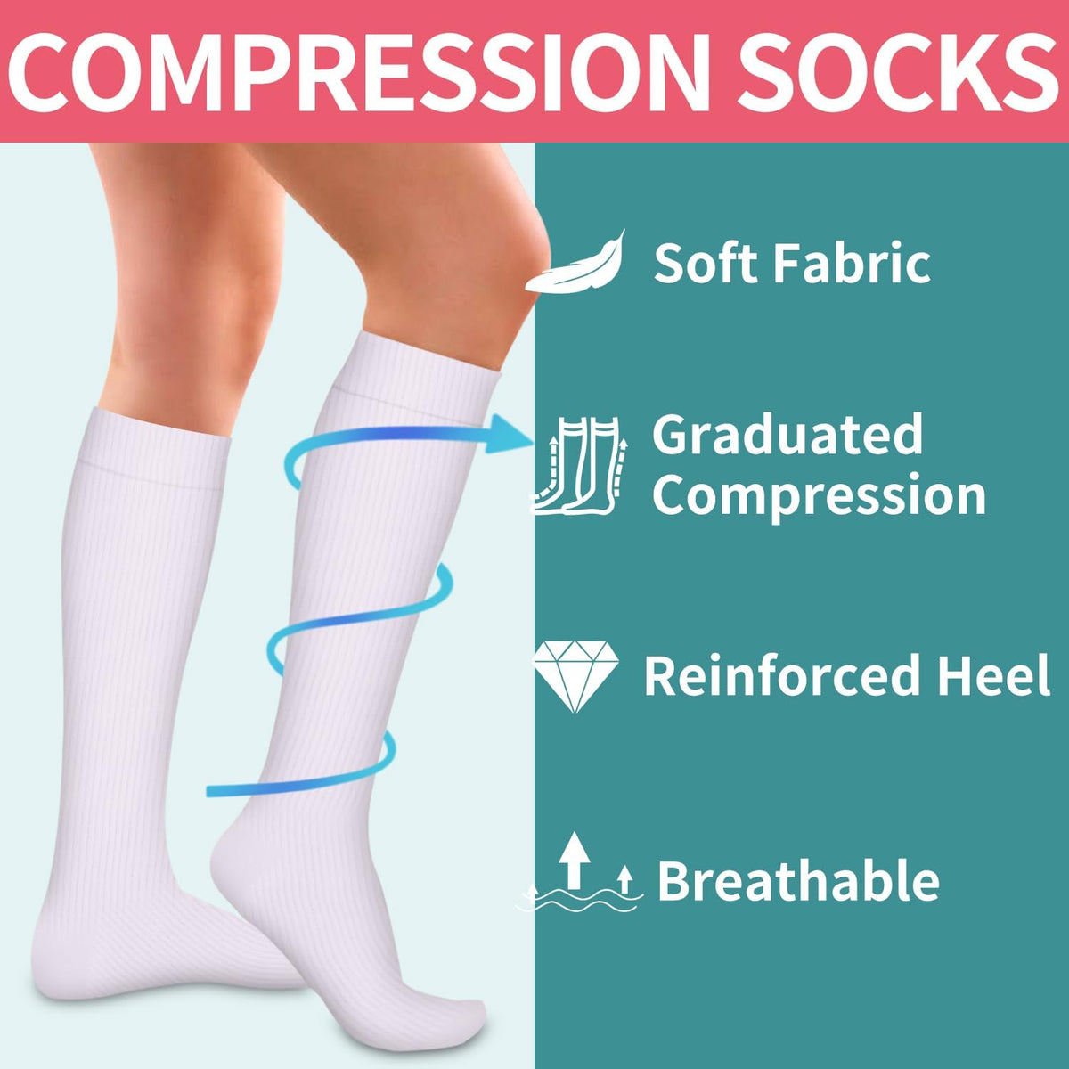 6Pairs Compression Socks for Women and Men - Best for Circulation, Running, Athletic, Recover, Nurse, Travel S/M 24 Purple Series