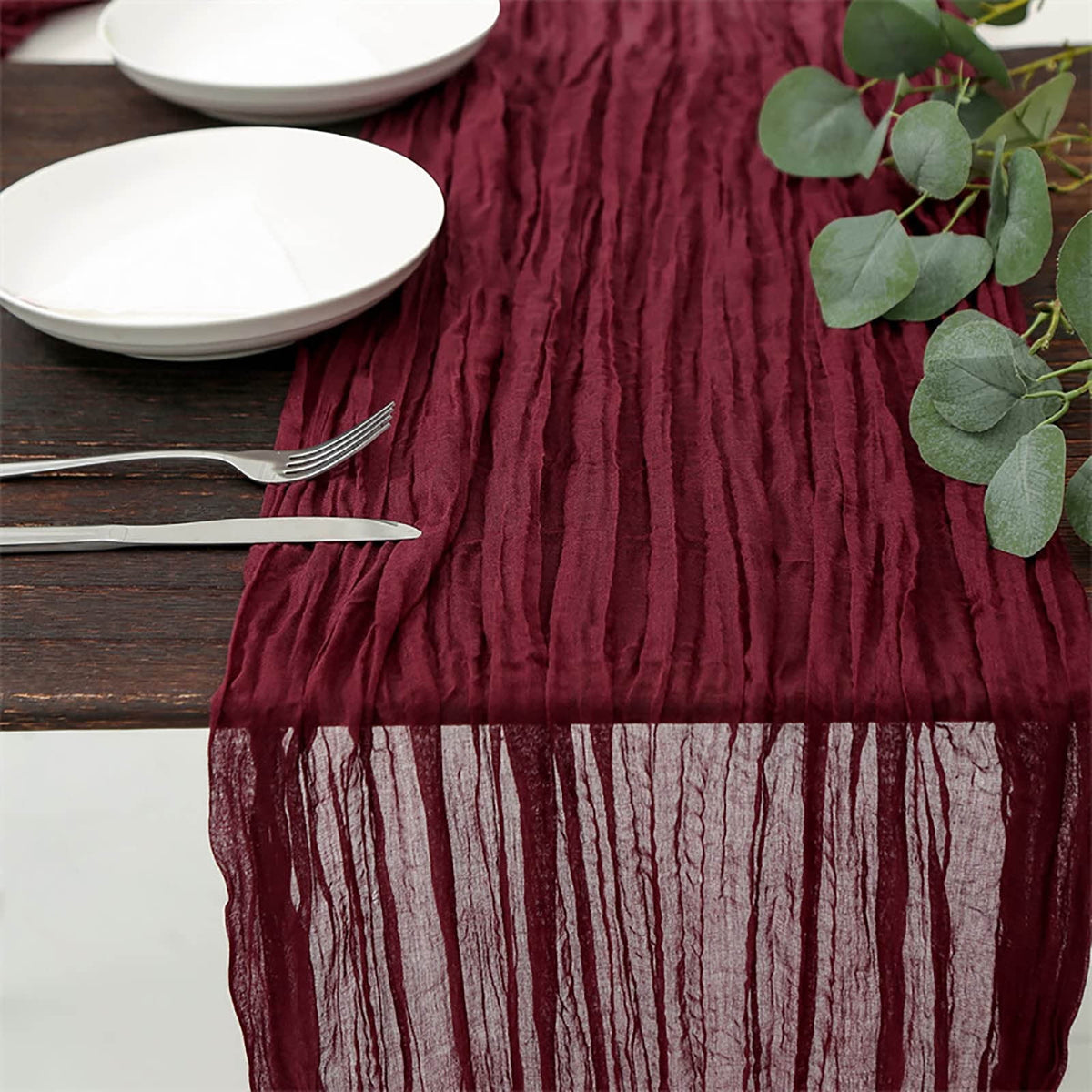 Cheesecloth Table Runner, 35 x 71 Inch Cheese Cloth Table Runner for Wedding Bridal Shower Party, Home Decorations Table Runners Cheesecloth Red