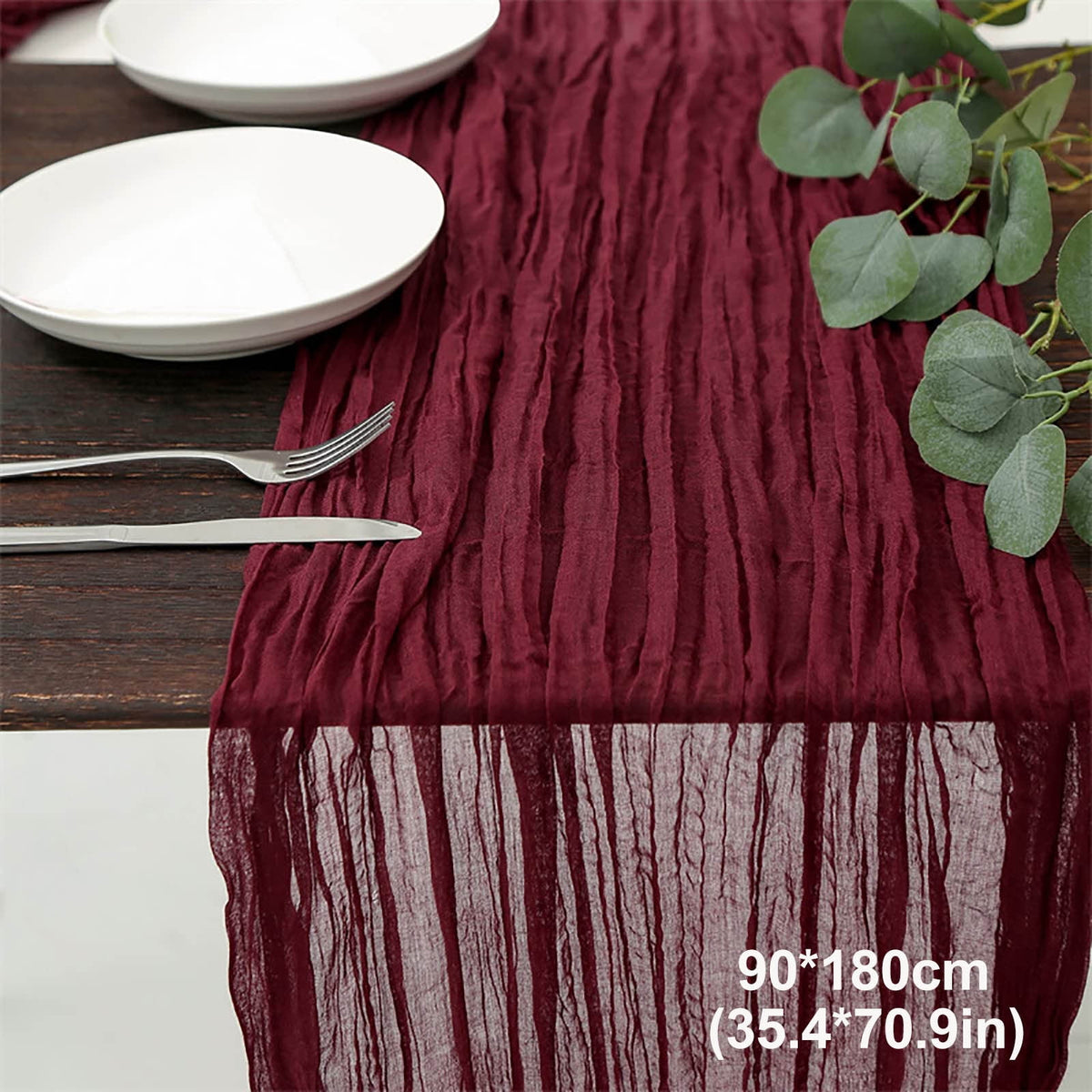 Cheesecloth Table Runner, 35 x 71 Inch Cheese Cloth Table Runner for Wedding Bridal Shower Party, Home Decorations Table Runners Cheesecloth Red
