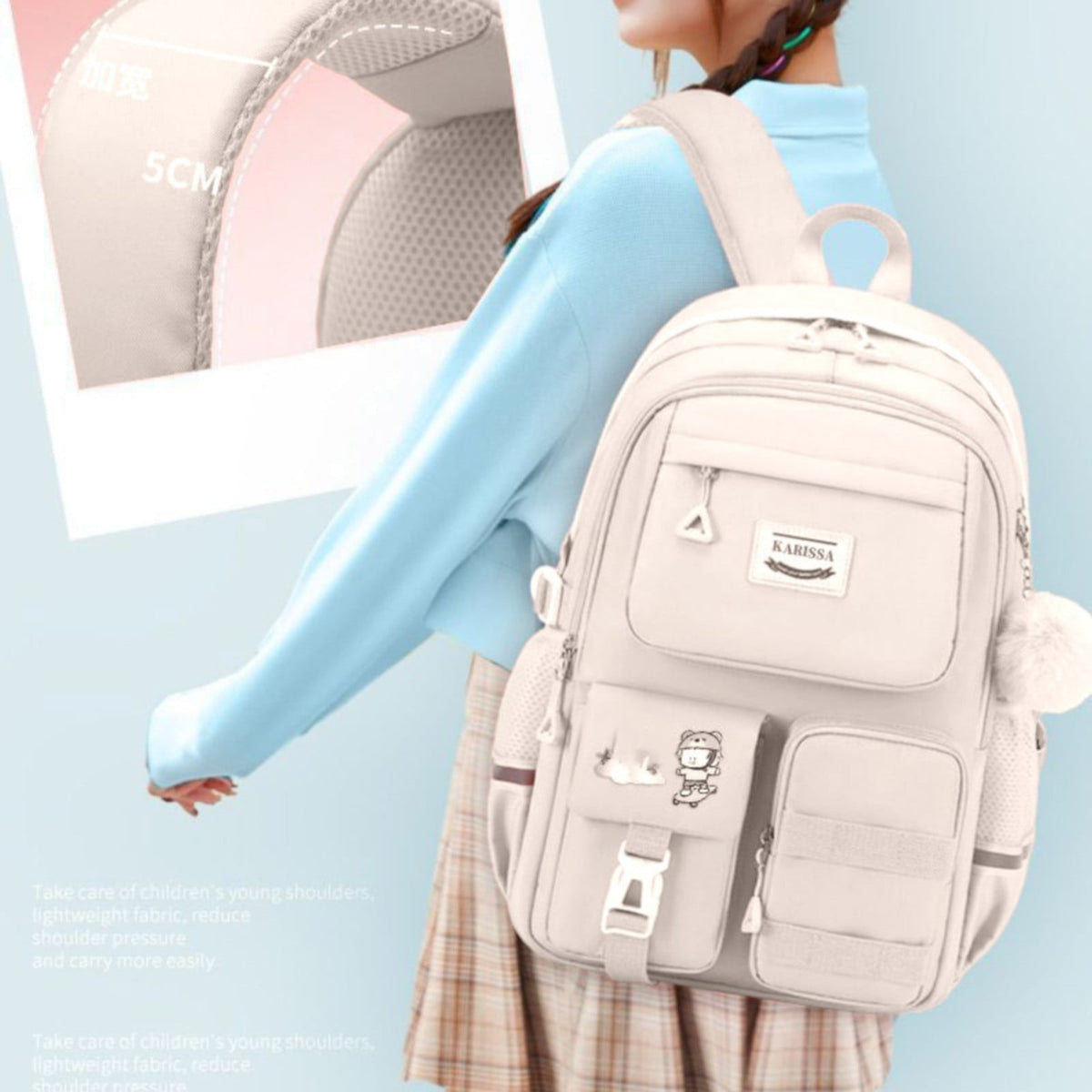 Back to College school bag 17" Travel Backpack Carry on Laptop Backpack Overnight Bag Bag Casual Daypack for Women Men White