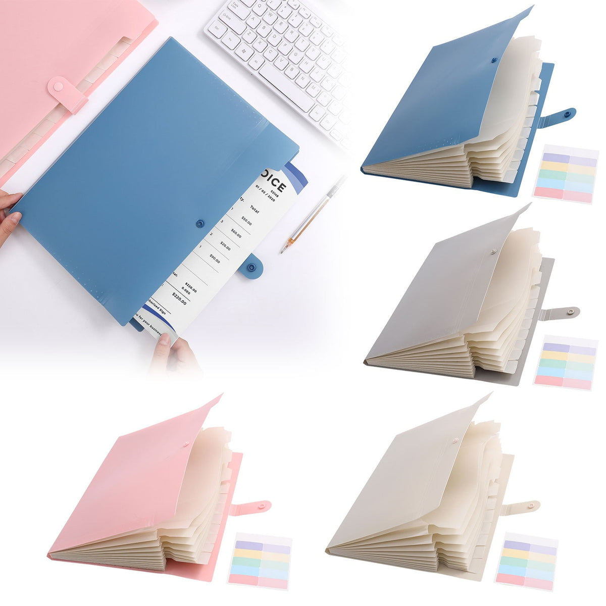 8/12 Pockets Expanding File Organizer, Accordion File Folder with Labels for Documents, Bills, Receipts, Letter Size