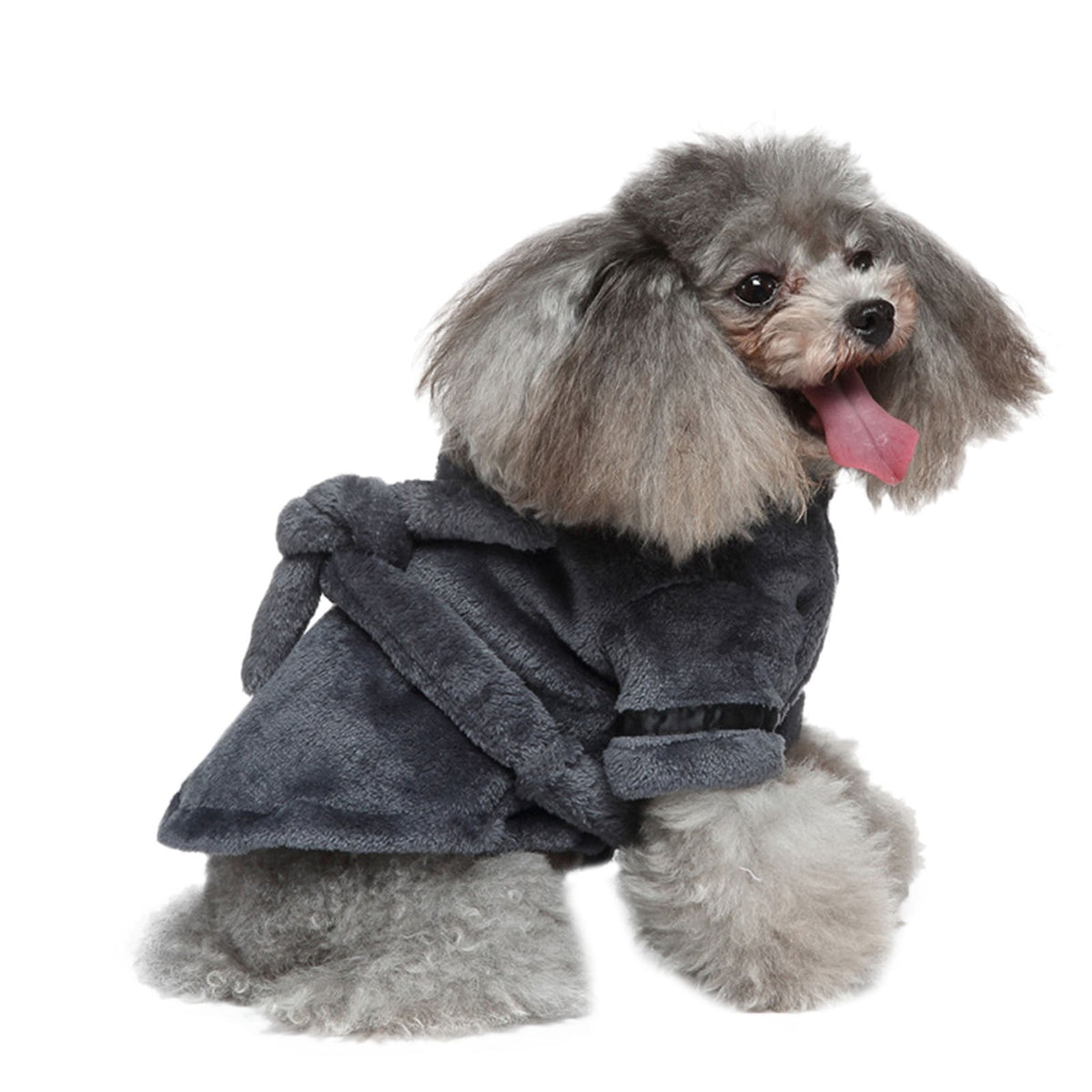 Dog Cat Bathrobe Pet Pajamas Soft Fleece Hooded Bathrobe Nightgown Pet Clothes for Dogs and Cats, XL Grey
