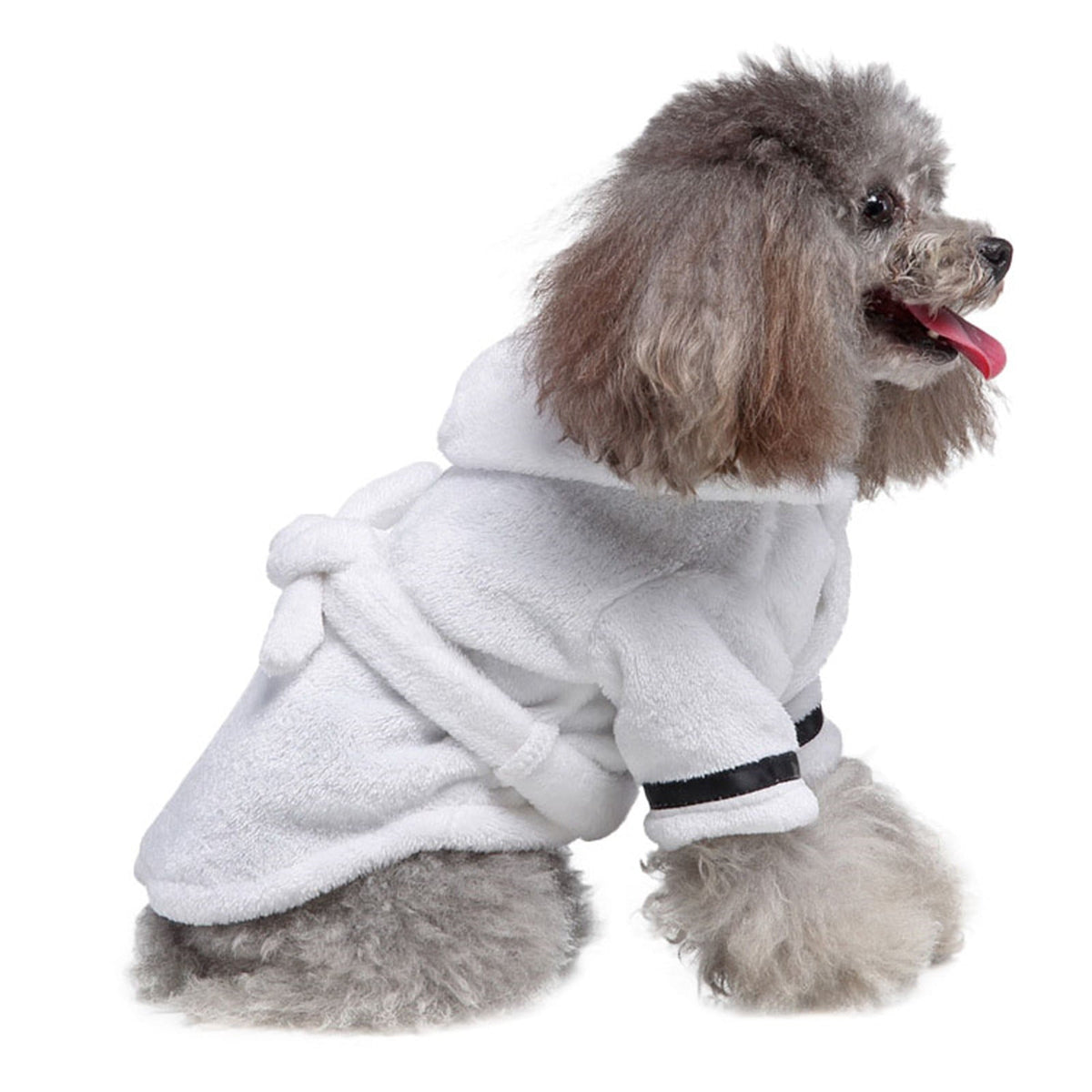 Dog Cat Bathrobe Pet Pajamas Hooded Bath Towel Robe Soft Sleepwear Nightgown for Dogs and Cats, XL White