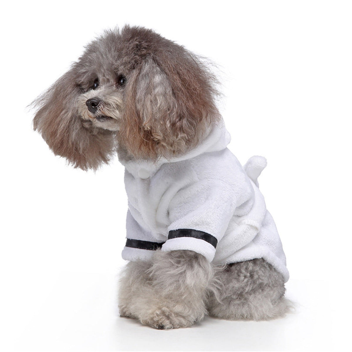 Dog Cat Bathrobe Pet Pajamas Hooded Bath Towel Robe Soft Sleepwear Nightgown for Dogs and Cats, XL White