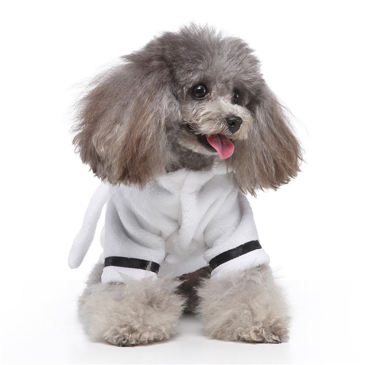 Dog Cat Bathrobe Pet Pajamas Hooded Bath Towel Robe Soft Sleepwear Nightgown for Dogs and Cats, XL White
