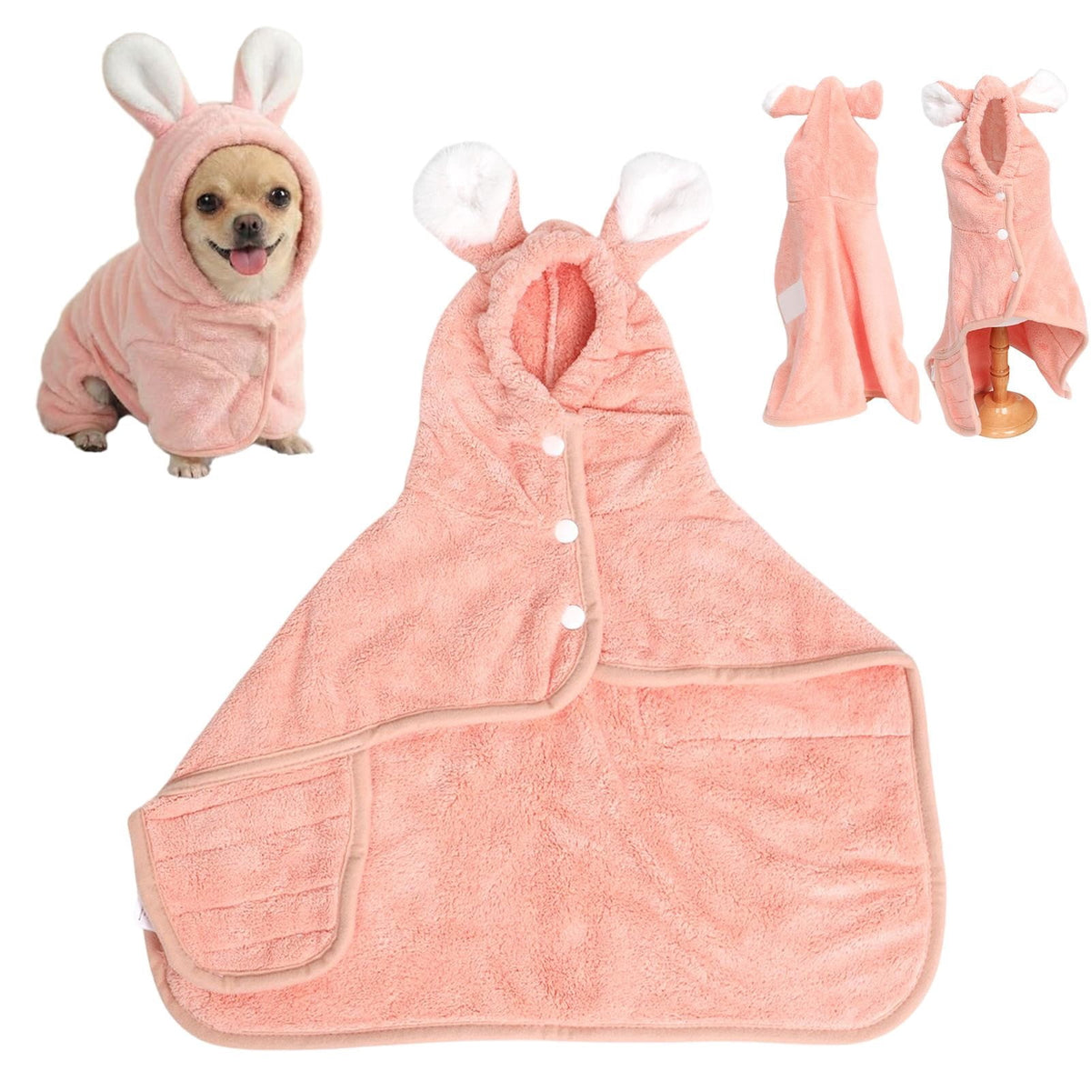 2026 New Puppy Bathrobe with Hood, Dog Bathrobe Absorbent Towel for Small Dogs Fast Drying Dog Robe Coat with Hood Puppy Towel Wrap Pet Grooming After Shower (Blue, Xs) XL Pink