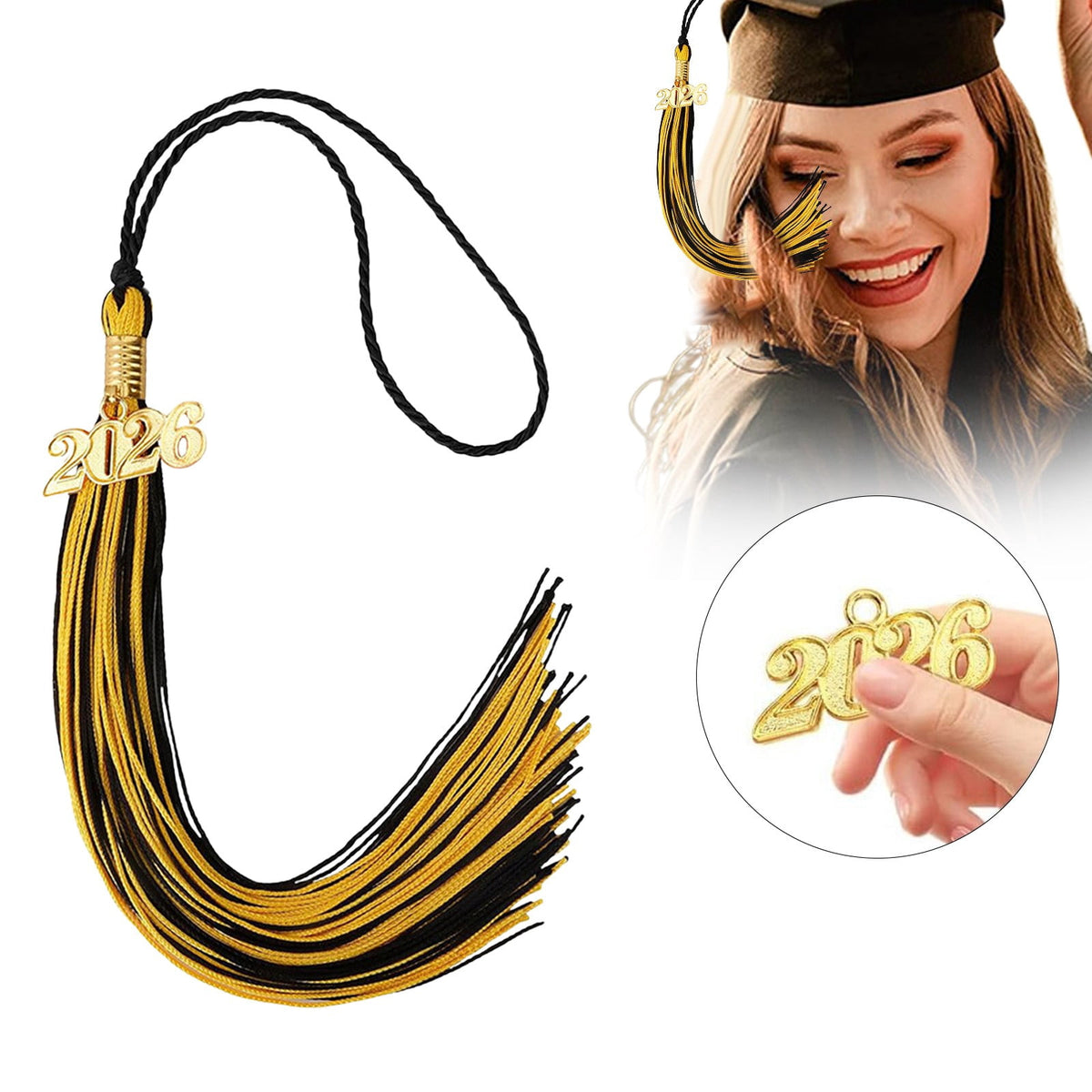 2026 Tassel Graduation, White Graduation Tassel, Tassel Charms for Graduations Cap Decorations, Tassels Memorial Grad Cords Class of 2026 High School Graduate Hat Ceremonies Accessories 2pcs 2026 Graduation Season Hat Tassel Pendant Reddish-white