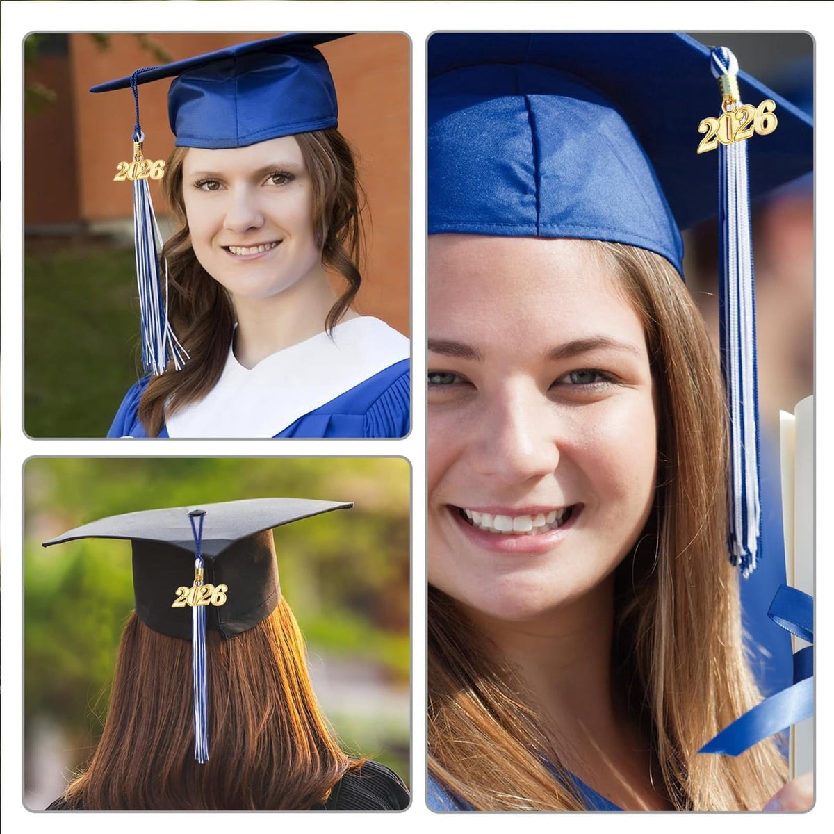 2026 Tassel Graduation, White Graduation Tassel, Tassel Charms for Graduations Cap Decorations, Tassels Memorial Grad Cords Class of 2026 High School Graduate Hat Ceremonies Accessories 2pcs 2026 Graduation Season Hat Tassel Pendant White