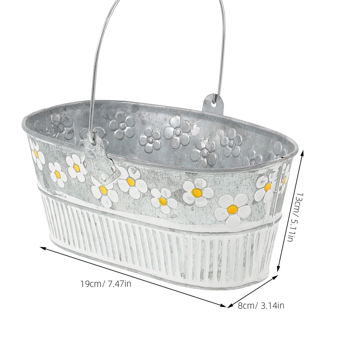 Worgeous 2 Pcs Daisy Tin Flower Bucket Rustic Decor Buckets Decoration Vintage Home