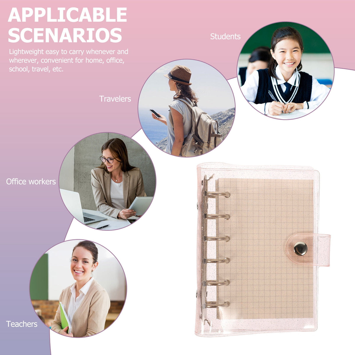 Worgeous Pink Small Notepad with PVC Material for Office Use Lightweight Compact Size 4.5 x 3 Inches