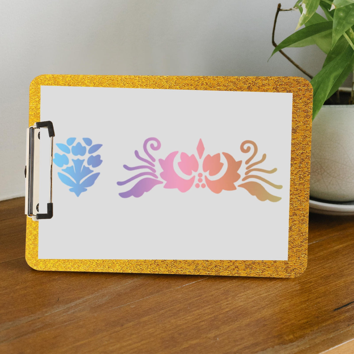 Worgeous Clipboard with Storage Small Writing Pad Student Office Golden
