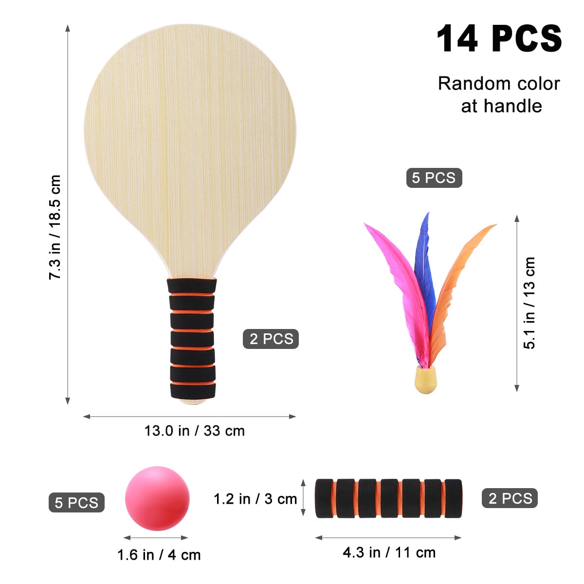 Badminton Rackets for Children Beach Tennis Racket Bamboo 2 Rackets Assorted Color