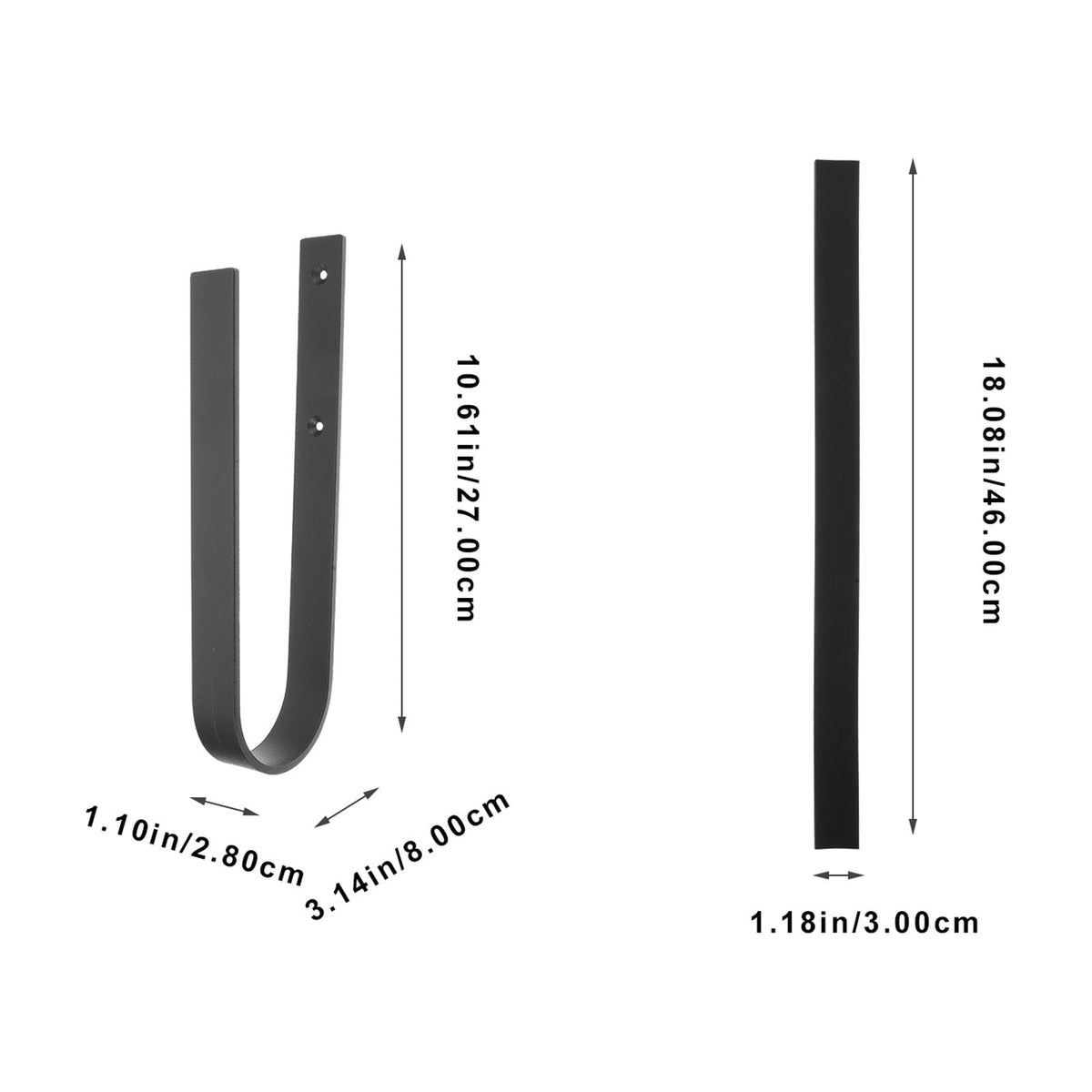 1Set Iron Surfboard Hanging Hook Deep Gray Simple Design for Sports Equipment Wall Storage 11.8x3.1x1.1in