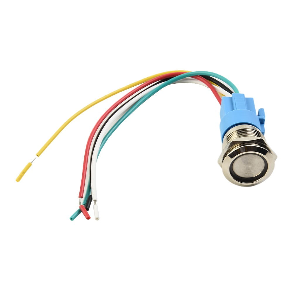19Mm Latching Push Button Switch 12V Dc On Off Stainless Steel Led Self-Locking Green Red