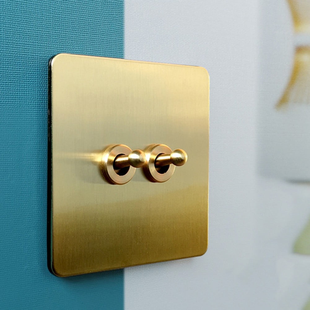 Toggle Light Rocker Switch 1/2 Way Retro Brass Plate Lever 86 Type Toggle Switch 1 Gang Smile Home 1 Gang
