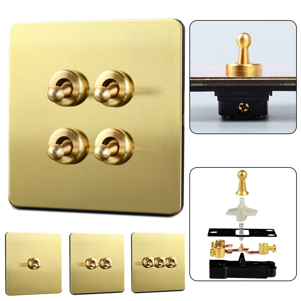 Toggle Light Rocker Switch 1/2 Way Retro Brass Plate Lever 86 Type Toggle Switch 1 Gang Smile Home 2 Gang