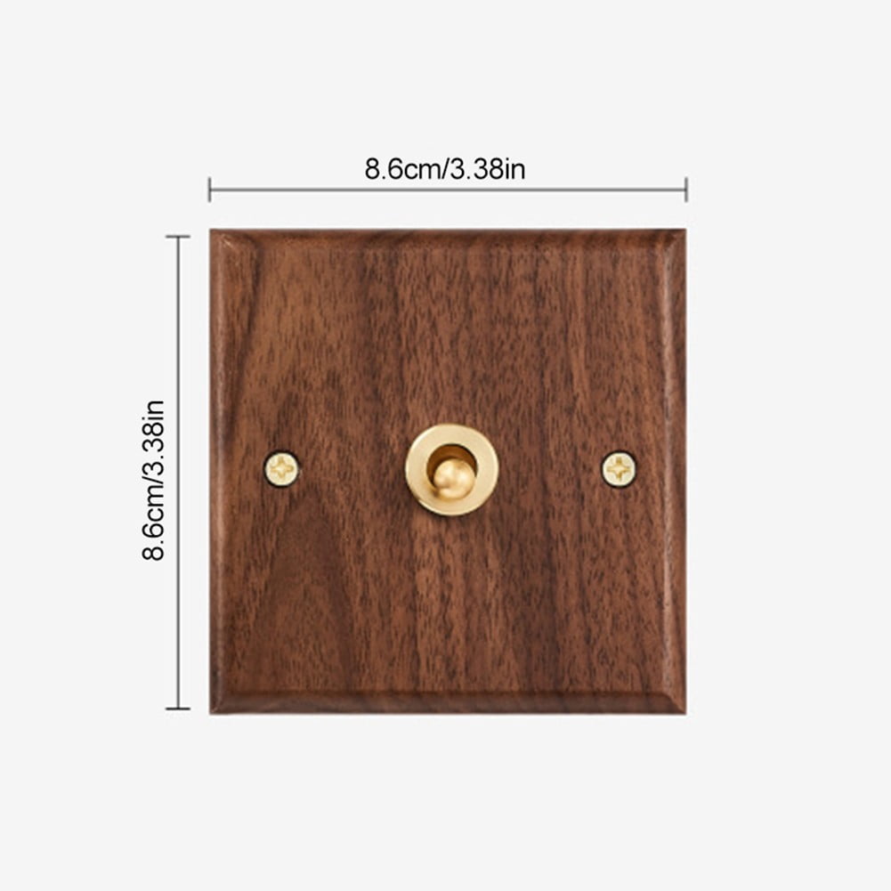 Toggle Light Rocker Switch 1/2 Way Retro Walnut Wood Plate Brass Lever 1 Gang Smile Home 1 Gang