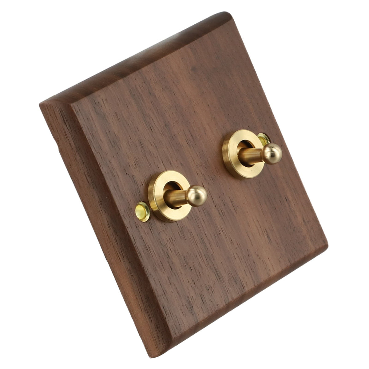 Toggle Light Rocker Switch 1/2 Way Retro Walnut Wood Plate Brass Lever 1 Gang Smile Home 2 Gang