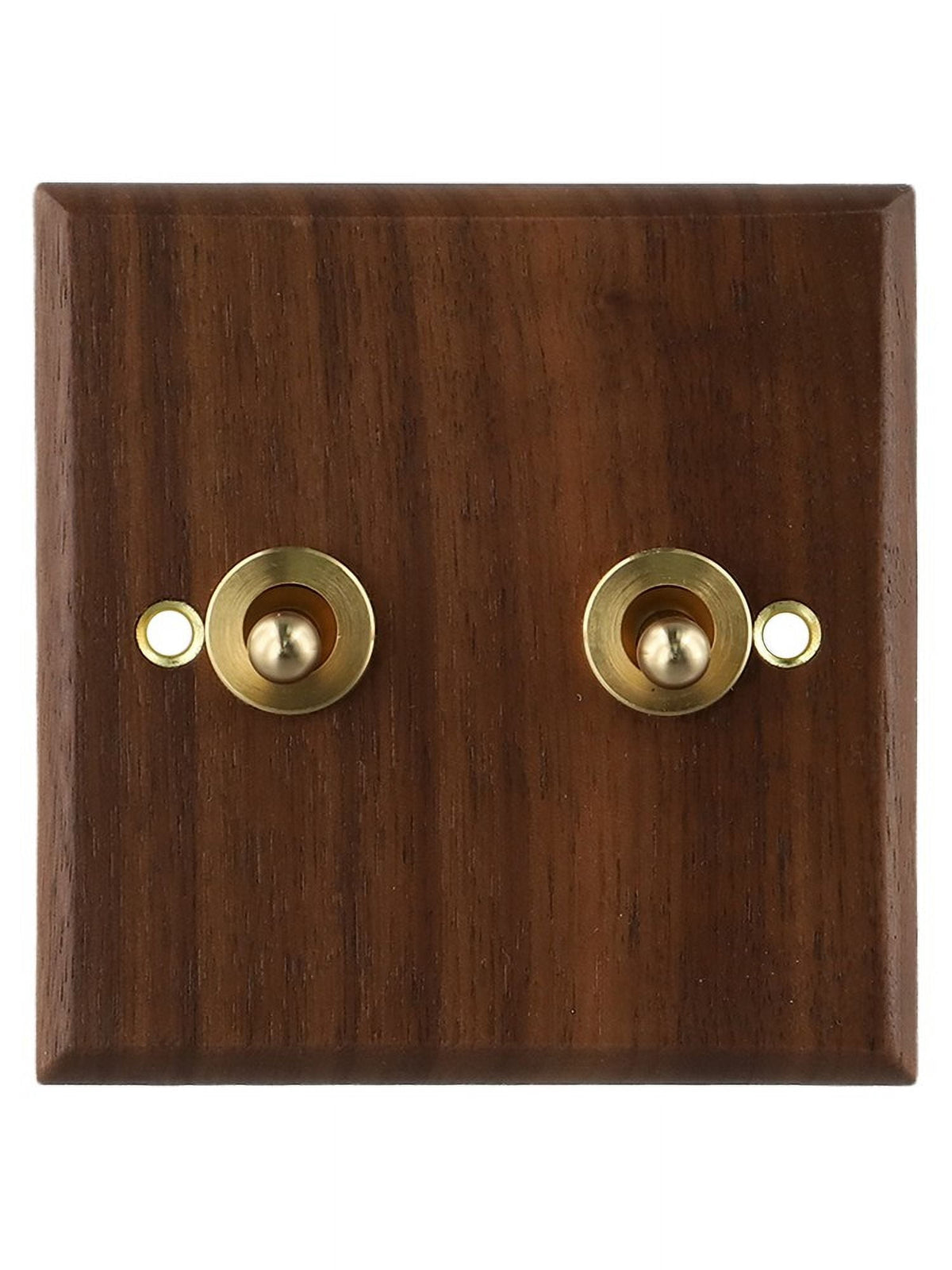 Toggle Light Rocker Switch 1/2 Way Retro Walnut Wood Plate Brass Lever 1 Gang Smile Home 2 Gang