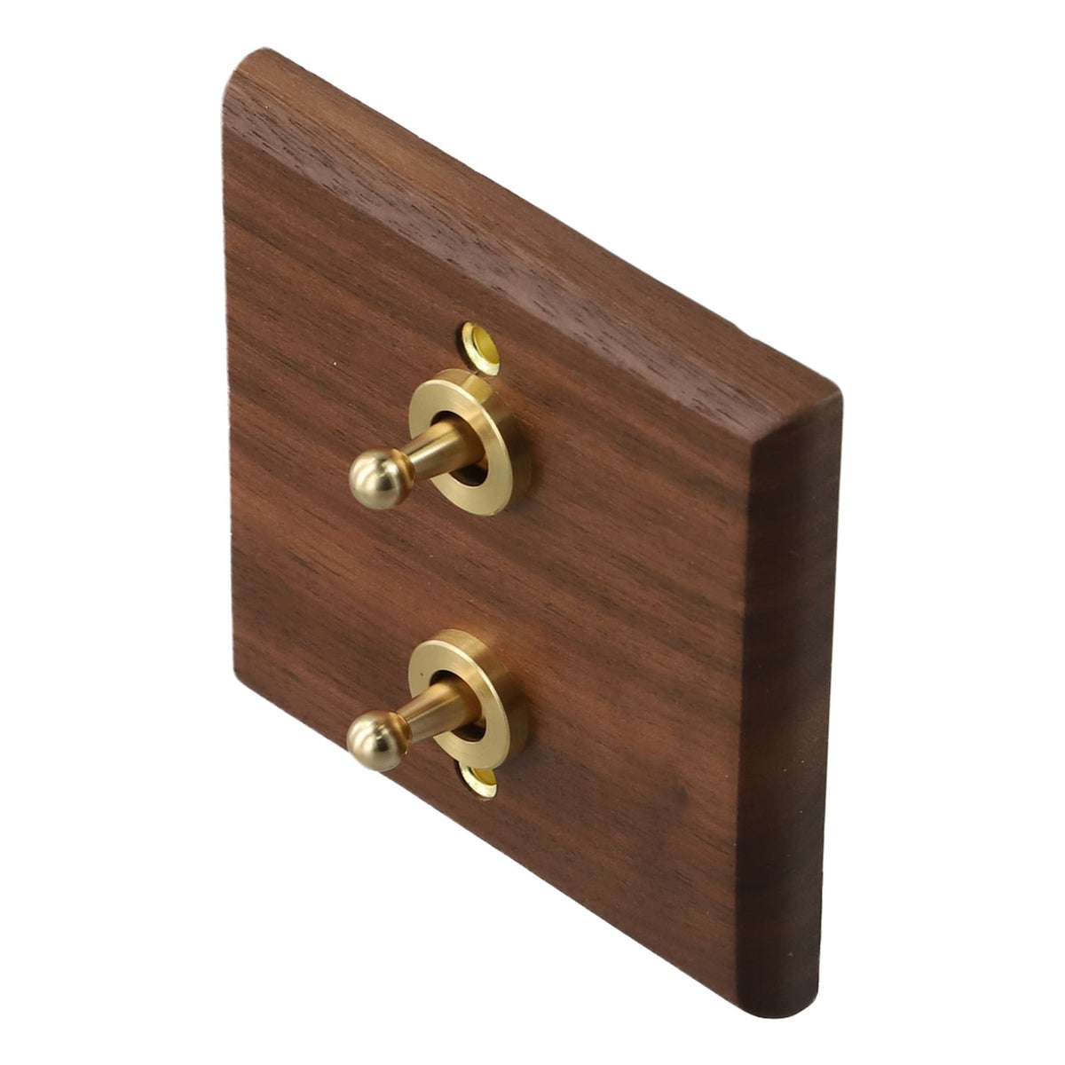 Toggle Light Rocker Switch 1/2 Way Retro Walnut Wood Plate Brass Lever 1 Gang Smile Home 2 Gang