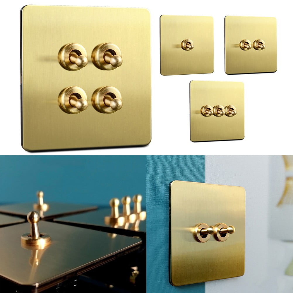 Toggle Light Rocker Switch 1/2 Way Retro Brass Plate Lever 86 Type Toggle Switch 3 Gang Smile Home