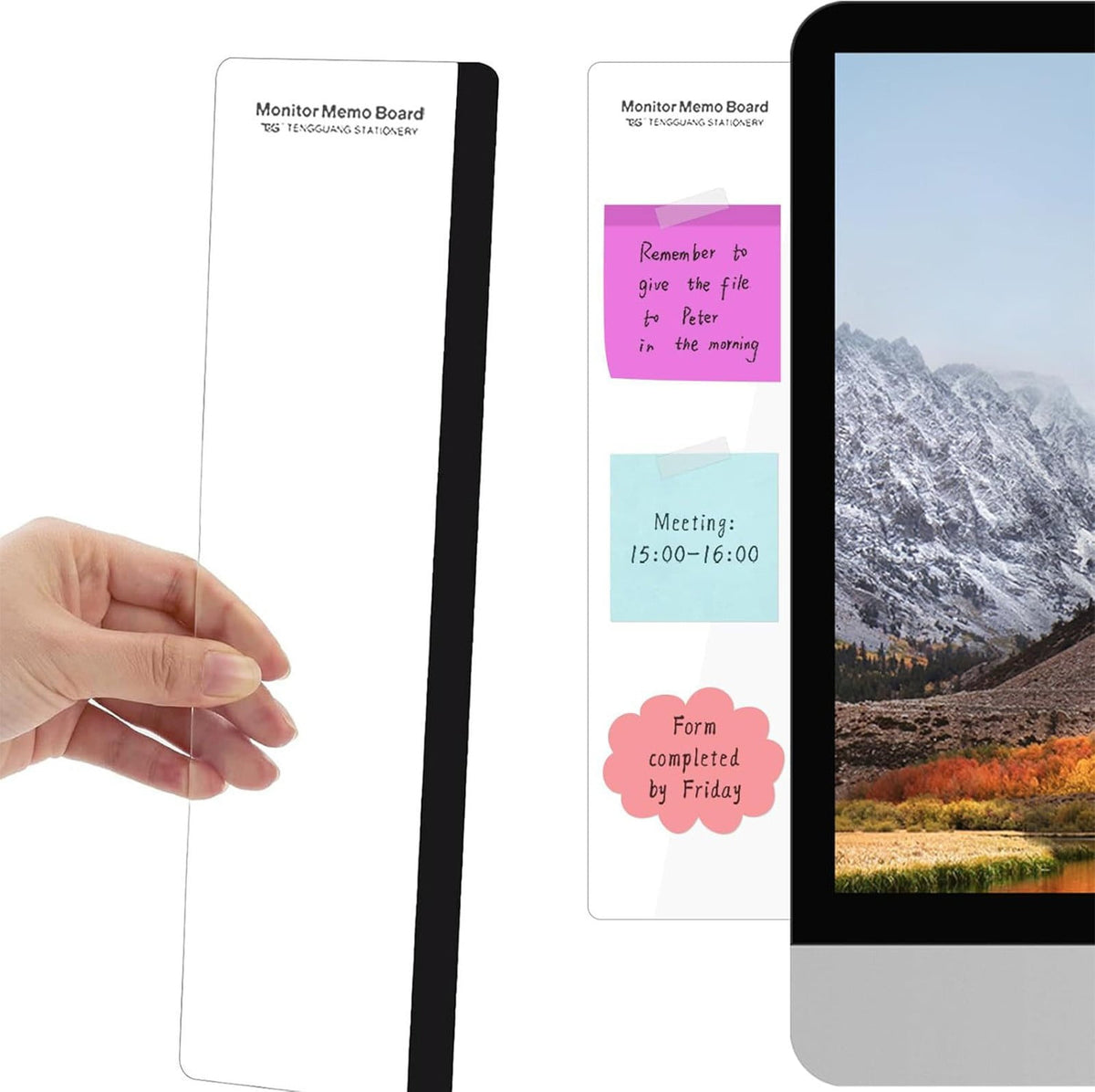 Computer Monitor Memo Board, Clear Desktop Sticky Note Holder for Office Messages Reminders and Home Workspace Organization