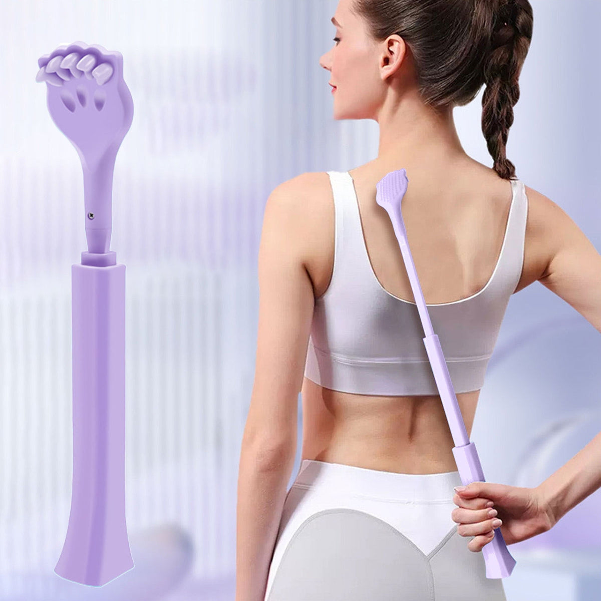 Extendable Back Scratcher, Telescopic Cat Claw Style Body Scratcher for Reaching Itchy Areas, Purple
